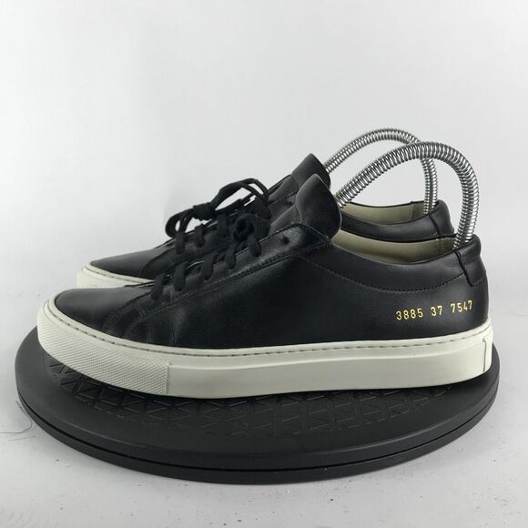Common Projects Achilles Low Black/White Leather Shoes EU 37 Women’s Size 7 - Picture 8 of 11